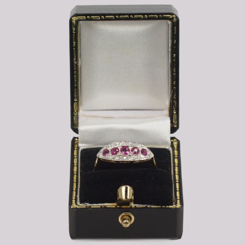 ANTIQUE RUBY OLD CUT DIAMOND RING 18CT GOLD EDWARDIAN ART DECO RING CIRCA 1910 - ADDITIONAL PHOTO 6