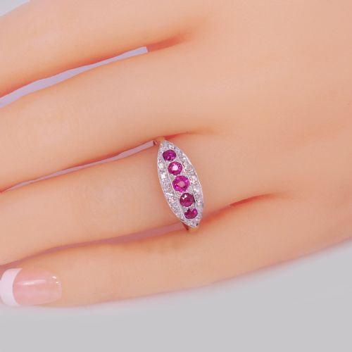 ANTIQUE RUBY OLD CUT DIAMOND RING 18CT GOLD EDWARDIAN ART DECO RING CIRCA 1910 - ADDITIONAL PHOTO 7
