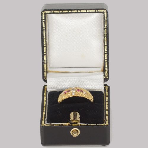 VICTORIAN RUBY DIAMOND PEARL RING ANTIQUE 18CT GOLD RING HALLMARKED LONDON 1882 - ADDITIONAL PHOTO 9