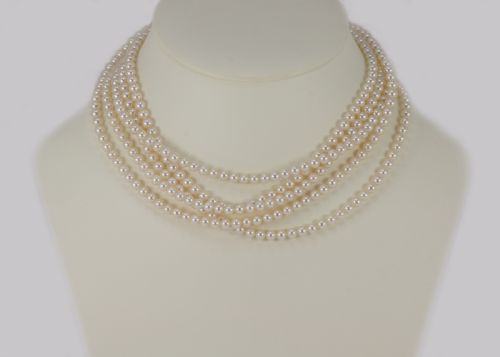 VINTAGE PEARL NECKLACE WITH 40CT OLD CUT DIAMOND EDWARDIAN CLASP FIVE STRAND 16 LONG - ADDITIONAL PHOTO 8
