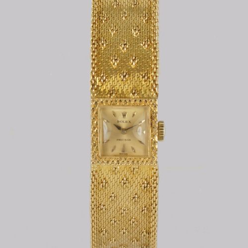 VINTAGE ROLEX PRECISION 18CT GOLD BRACELET WATCH LADIES 1960S ROLEX WATCH WITH BOX - ADDITIONAL PHOTO 1