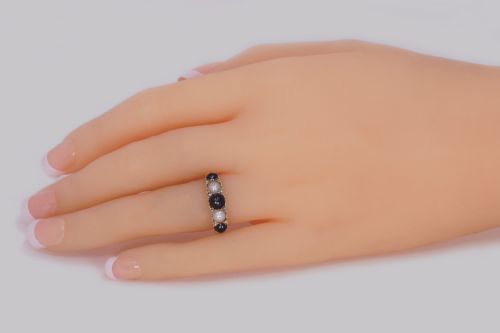 ANTIQUE TAHITIAN WHITE PEARL RING 18CT GOLD ROSE CUT DIAMOND VICTORIAN RING - ADDITIONAL PHOTO 1