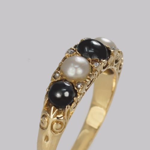 ANTIQUE TAHITIAN WHITE PEARL RING 18CT GOLD ROSE CUT DIAMOND VICTORIAN RING - ADDITIONAL PHOTO 2