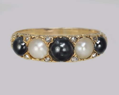 ANTIQUE TAHITIAN WHITE PEARL RING 18CT GOLD ROSE CUT DIAMOND VICTORIAN RING - ADDITIONAL PHOTO 3