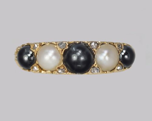 ANTIQUE TAHITIAN WHITE PEARL RING 18CT GOLD ROSE CUT DIAMOND VICTORIAN RING - ADDITIONAL PHOTO 5
