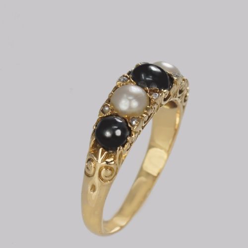 ANTIQUE TAHITIAN WHITE PEARL RING 18CT GOLD ROSE CUT DIAMOND VICTORIAN RING - ADDITIONAL PHOTO 6