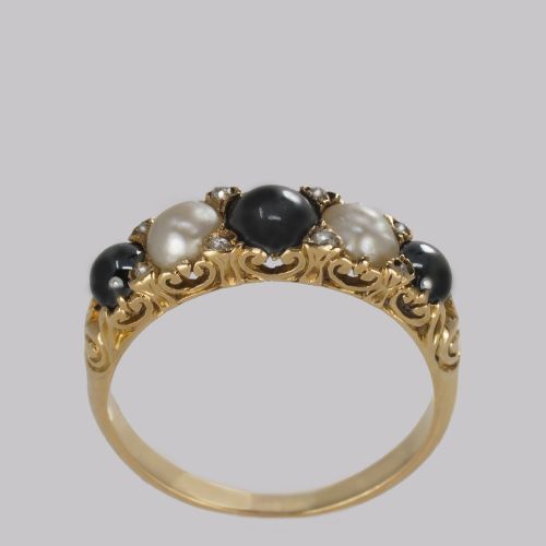 ANTIQUE TAHITIAN WHITE PEARL RING 18CT GOLD ROSE CUT DIAMOND VICTORIAN RING - ADDITIONAL PHOTO 7