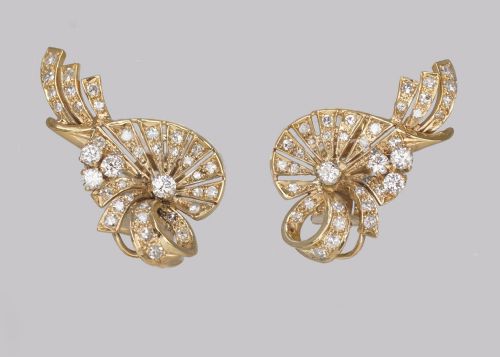 VINTAGE DIAMOND PEARL DROP EARRINGS 1950S 18CT GOLD 35 CARAT DIAMOND EARRINGS - ADDITIONAL PHOTO 2