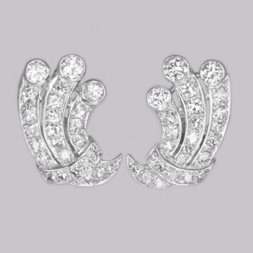 art deco 180ct diamond earrings 18ct white gold antique earrings with post fittings circa 1920 - CATEGORY: ANTIQUE JEWELLERY - DATED 1920