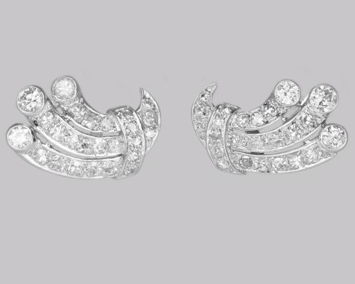 ART DECO 180CT DIAMOND EARRINGS 18CT WHITE GOLD ANTIQUE EARRINGS WITH POST FITTINGS CIRCA 1920 - ADDITIONAL PHOTO 2