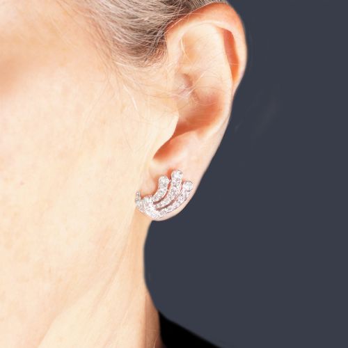 ART DECO 180CT DIAMOND EARRINGS 18CT WHITE GOLD ANTIQUE EARRINGS WITH POST FITTINGS CIRCA 1920 - ADDITIONAL PHOTO 7