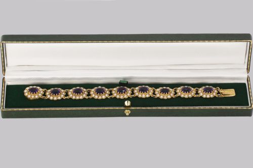 VICTORIAN AMETHYST SEED PEARL BRACELET 9CT GOLD ANTIQUE BRACELET CIRCA 1890 - ADDITIONAL PHOTO 3