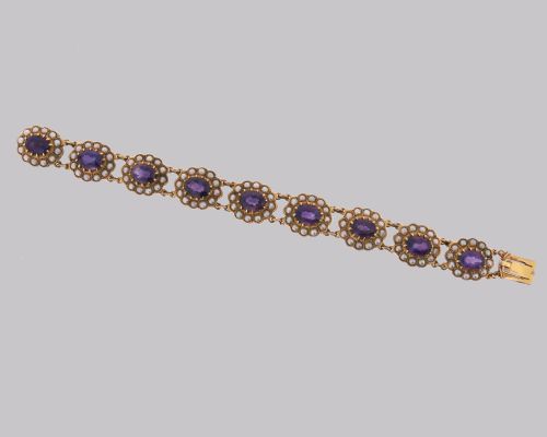 VICTORIAN AMETHYST SEED PEARL BRACELET 9CT GOLD ANTIQUE BRACELET CIRCA 1890 - ADDITIONAL PHOTO 10