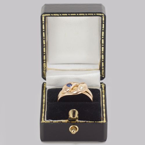 VICTORIAN SNAKE RING OLD MINE CUT DIAMOND SAPPHIRE 15CT GOLD SERPENT RING BIRMINGHAM 1894 - ADDITIONAL PHOTO 8