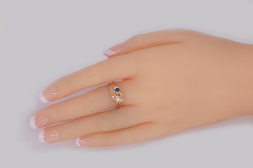 VICTORIAN SNAKE RING OLD MINE CUT DIAMOND SAPPHIRE 15CT GOLD SERPENT RING BIRMINGHAM 1894 - ADDITIONAL PHOTO 9