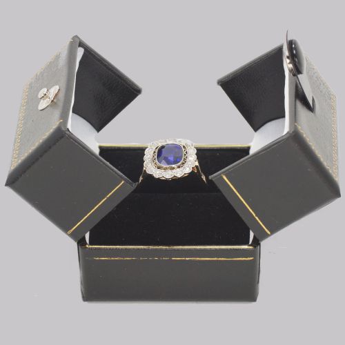 ANTIQUE SAPPHIRE DIAMOND CLUSTER RING 1930S 18CT GOLD ROSE CUT DIAMOND RING - ADDITIONAL PHOTO 7