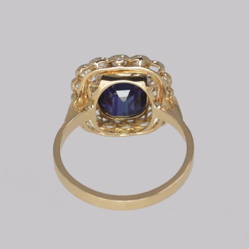 ANTIQUE SAPPHIRE DIAMOND CLUSTER RING 1930S 18CT GOLD ROSE CUT DIAMOND RING - ADDITIONAL PHOTO 8