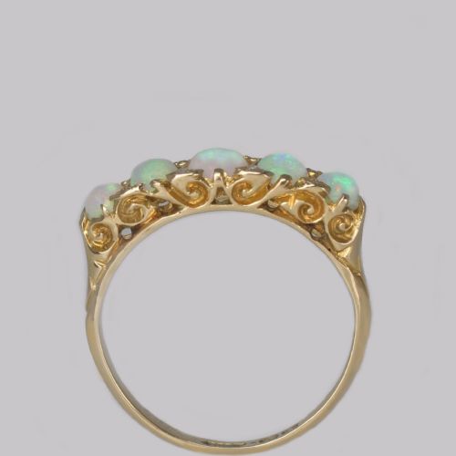 ANTIQUE 18CT GOLD OPAL DIAMOND RING FIVE STONE ORNATE RING HALLMARKED BIRMINGHAM 1922 - ADDITIONAL PHOTO 5