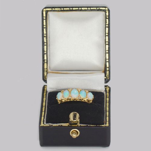 ANTIQUE 18CT GOLD OPAL DIAMOND RING FIVE STONE ORNATE RING HALLMARKED BIRMINGHAM 1922 - ADDITIONAL PHOTO 6
