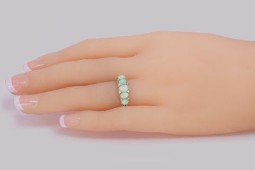 ANTIQUE 18CT GOLD OPAL DIAMOND RING FIVE STONE ORNATE RING HALLMARKED BIRMINGHAM 1922 - ADDITIONAL PHOTO 8