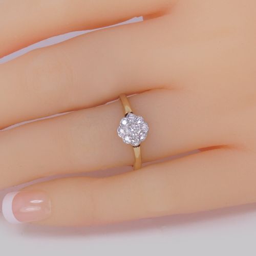 ANTIQUE OLD CUT DIAMOND CLUSTER RING 18CT GOLD VINTAGE DAISY RING CIRCA 1920 1930S - ADDITIONAL PHOTO 1