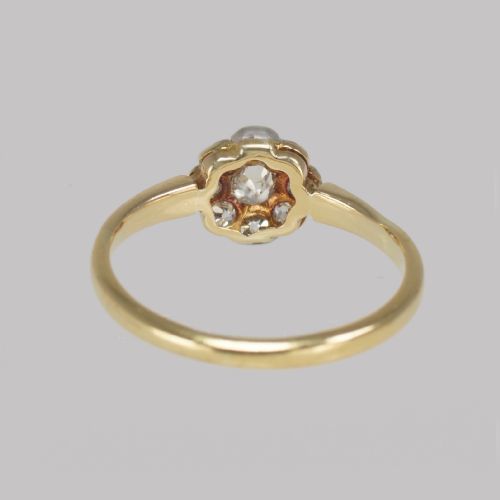 ANTIQUE OLD CUT DIAMOND CLUSTER RING 18CT GOLD VINTAGE DAISY RING CIRCA 1920 1930S - ADDITIONAL PHOTO 4