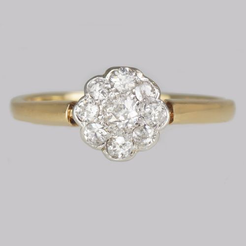 ANTIQUE OLD CUT DIAMOND CLUSTER RING 18CT GOLD VINTAGE DAISY RING CIRCA 1920 1930S - ADDITIONAL PHOTO 5