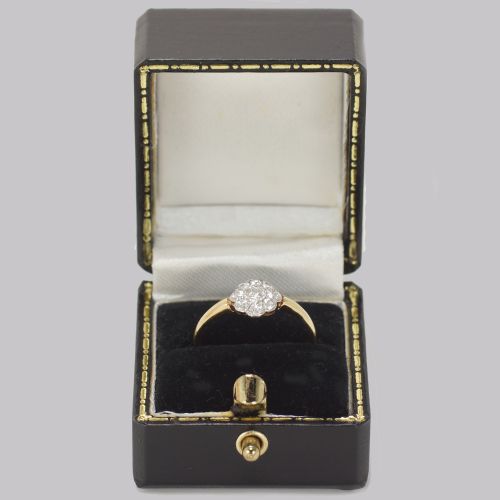 ANTIQUE OLD CUT DIAMOND CLUSTER RING 18CT GOLD VINTAGE DAISY RING CIRCA 1920 1930S - ADDITIONAL PHOTO 6