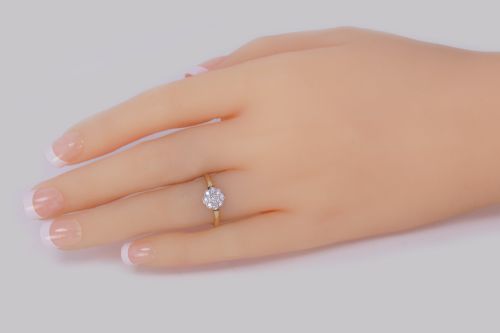 ANTIQUE OLD CUT DIAMOND CLUSTER RING 18CT GOLD VINTAGE DAISY RING CIRCA 1920 1930S - ADDITIONAL PHOTO 7