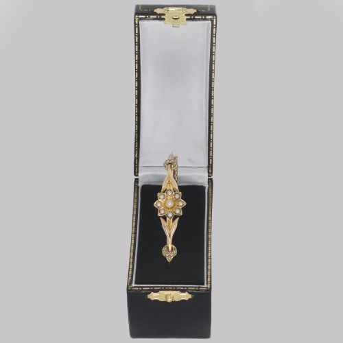 BELLE EPOQUE 15CT GOLD PEARL BANGLE EDWARDIAN ANTIQUE PEARL BRACELET CIRCA 1905 - ADDITIONAL PHOTO 5