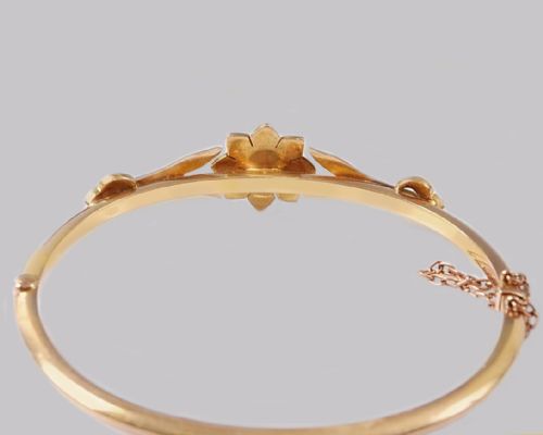 BELLE EPOQUE 15CT GOLD PEARL BANGLE EDWARDIAN ANTIQUE PEARL BRACELET CIRCA 1905 - ADDITIONAL PHOTO 9