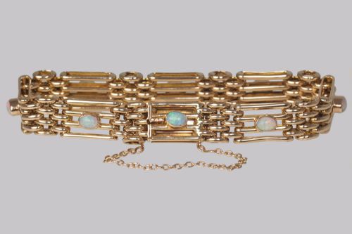 ANTIQUE OPAL BRACELET 9CT GOLD VICTORIAN GATELINK BRACELET CIRCA 1890 - ADDITIONAL PHOTO 2