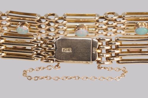 ANTIQUE OPAL BRACELET 9CT GOLD VICTORIAN GATELINK BRACELET CIRCA 1890 - ADDITIONAL PHOTO 3