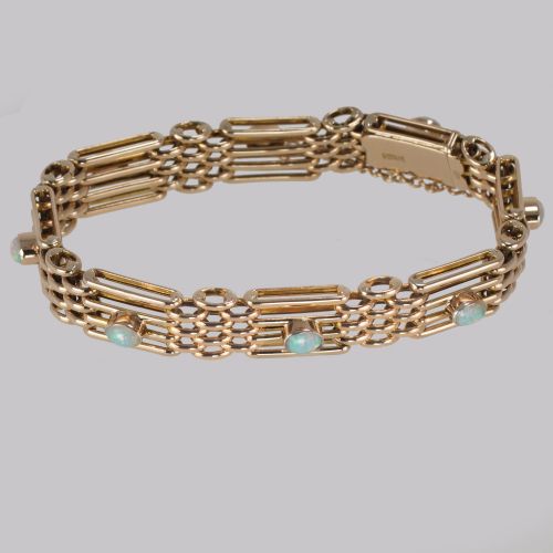 ANTIQUE OPAL BRACELET 9CT GOLD VICTORIAN GATELINK BRACELET CIRCA 1890 - ADDITIONAL PHOTO 5