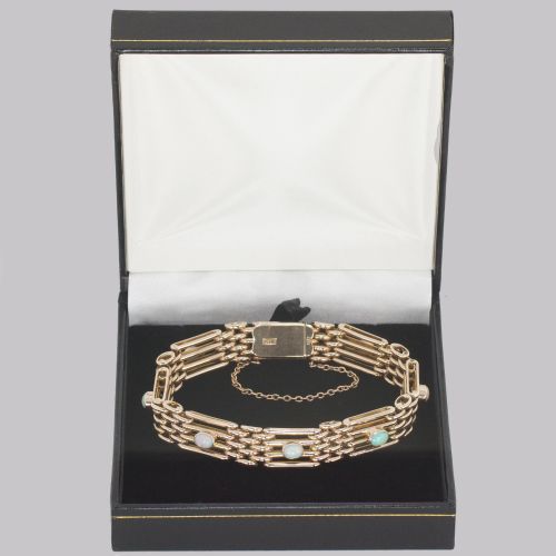 ANTIQUE OPAL BRACELET 9CT GOLD VICTORIAN GATELINK BRACELET CIRCA 1890 - ADDITIONAL PHOTO 6