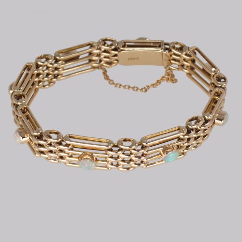 ANTIQUE OPAL BRACELET 9CT GOLD VICTORIAN GATELINK BRACELET CIRCA 1890 - ADDITIONAL PHOTO 7