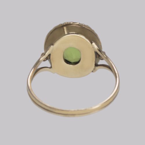 VICTORIAN PERIDOT NATURAL PEARL CLUSTER RING 18CT GOLD ANTIQUE RING CIRCA 1860 - ADDITIONAL PHOTO 4