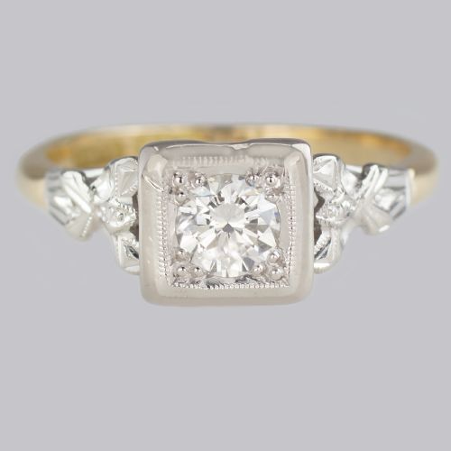 solitaire diamond ring vintage 18ct gold 1920s engagement ring single stone ring - CATEGORY: ANTIQUE JEWELLERY - DATED 1920