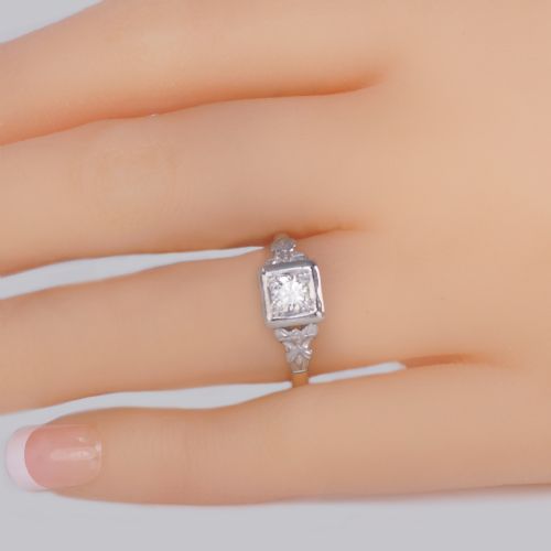 SOLITAIRE DIAMOND RING VINTAGE 18CT GOLD 1920S ENGAGEMENT RING SINGLE STONE RING - ADDITIONAL PHOTO 1