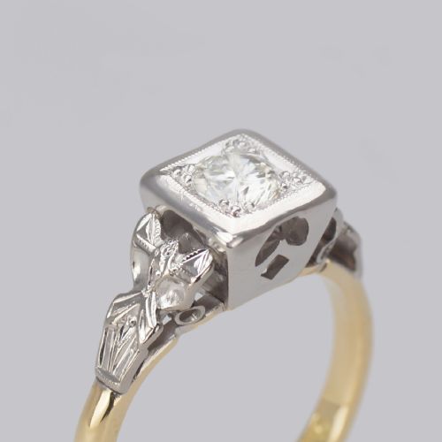 SOLITAIRE DIAMOND RING VINTAGE 18CT GOLD 1920S ENGAGEMENT RING SINGLE STONE RING - ADDITIONAL PHOTO 2