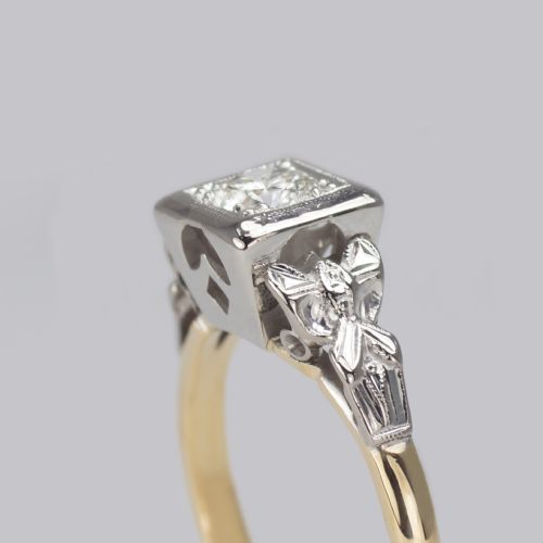 SOLITAIRE DIAMOND RING VINTAGE 18CT GOLD 1920S ENGAGEMENT RING SINGLE STONE RING - ADDITIONAL PHOTO 3