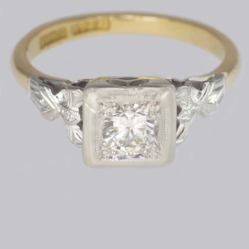 SOLITAIRE DIAMOND RING VINTAGE 18CT GOLD 1920S ENGAGEMENT RING SINGLE STONE RING - ADDITIONAL PHOTO 6