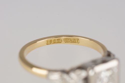 SOLITAIRE DIAMOND RING VINTAGE 18CT GOLD 1920S ENGAGEMENT RING SINGLE STONE RING - ADDITIONAL PHOTO 7