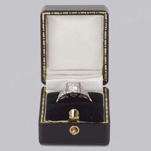 SOLITAIRE DIAMOND RING VINTAGE 18CT GOLD 1920S ENGAGEMENT RING SINGLE STONE RING - ADDITIONAL PHOTO 9