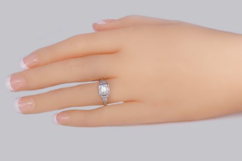 SOLITAIRE DIAMOND RING VINTAGE 18CT GOLD 1920S ENGAGEMENT RING SINGLE STONE RING - ADDITIONAL PHOTO 10