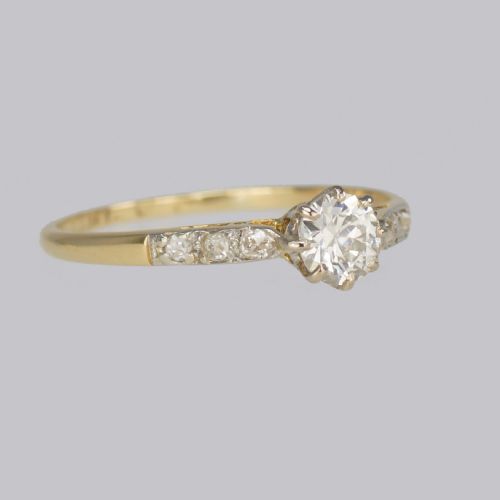 ANTIQUE DIAMOND SOLITAIRE RING 18CT GOLD PLAT VINTAGE 1930S ENGAGEMENT RING - ADDITIONAL PHOTO 2