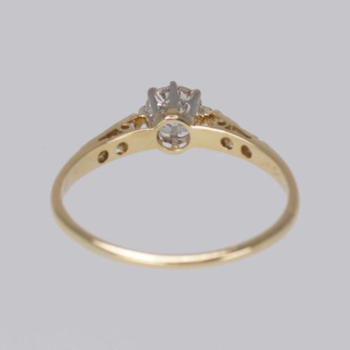 ANTIQUE DIAMOND SOLITAIRE RING 18CT GOLD PLAT VINTAGE 1930S ENGAGEMENT RING - ADDITIONAL PHOTO 4