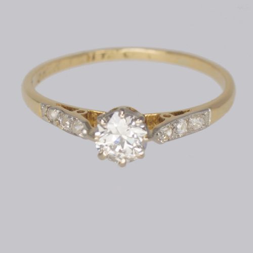 ANTIQUE DIAMOND SOLITAIRE RING 18CT GOLD PLAT VINTAGE 1930S ENGAGEMENT RING - ADDITIONAL PHOTO 5