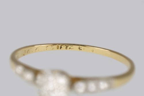 ANTIQUE DIAMOND SOLITAIRE RING 18CT GOLD PLAT VINTAGE 1930S ENGAGEMENT RING - ADDITIONAL PHOTO 6