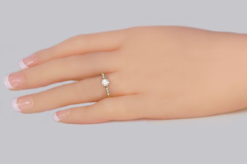 ANTIQUE DIAMOND SOLITAIRE RING 18CT GOLD PLAT VINTAGE 1930S ENGAGEMENT RING - ADDITIONAL PHOTO 7